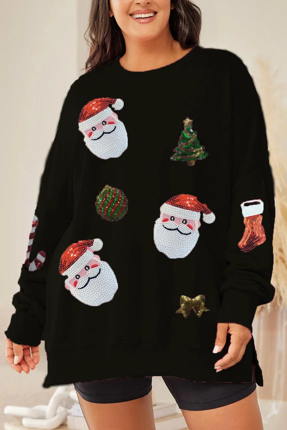 holly jolly sequin crew sweater - basil boutique