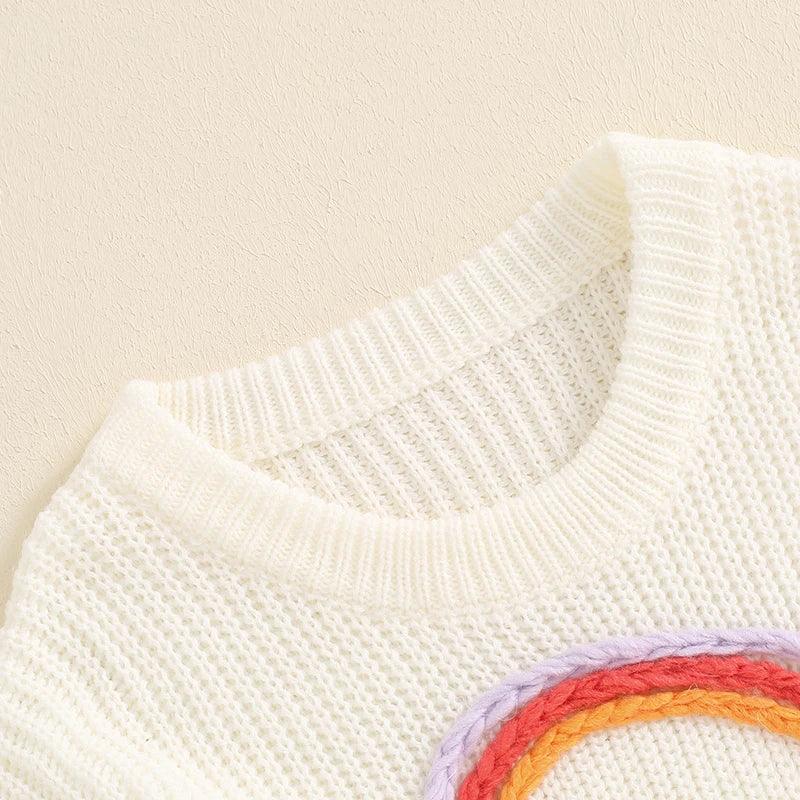 lil sis rainbow knit kids sweater - basil boutique