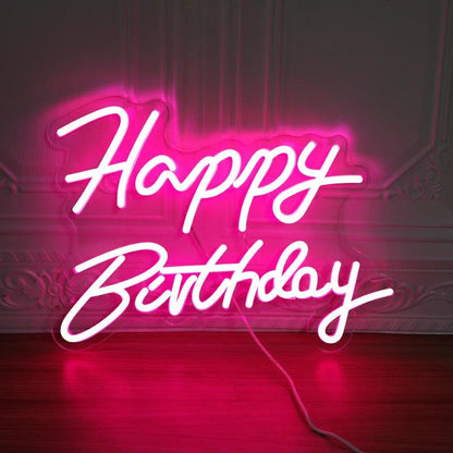 happy birthday neon sign - basil boutique