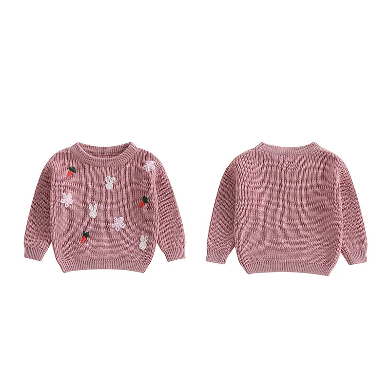 carrot + rabbit knit kids crew sweater