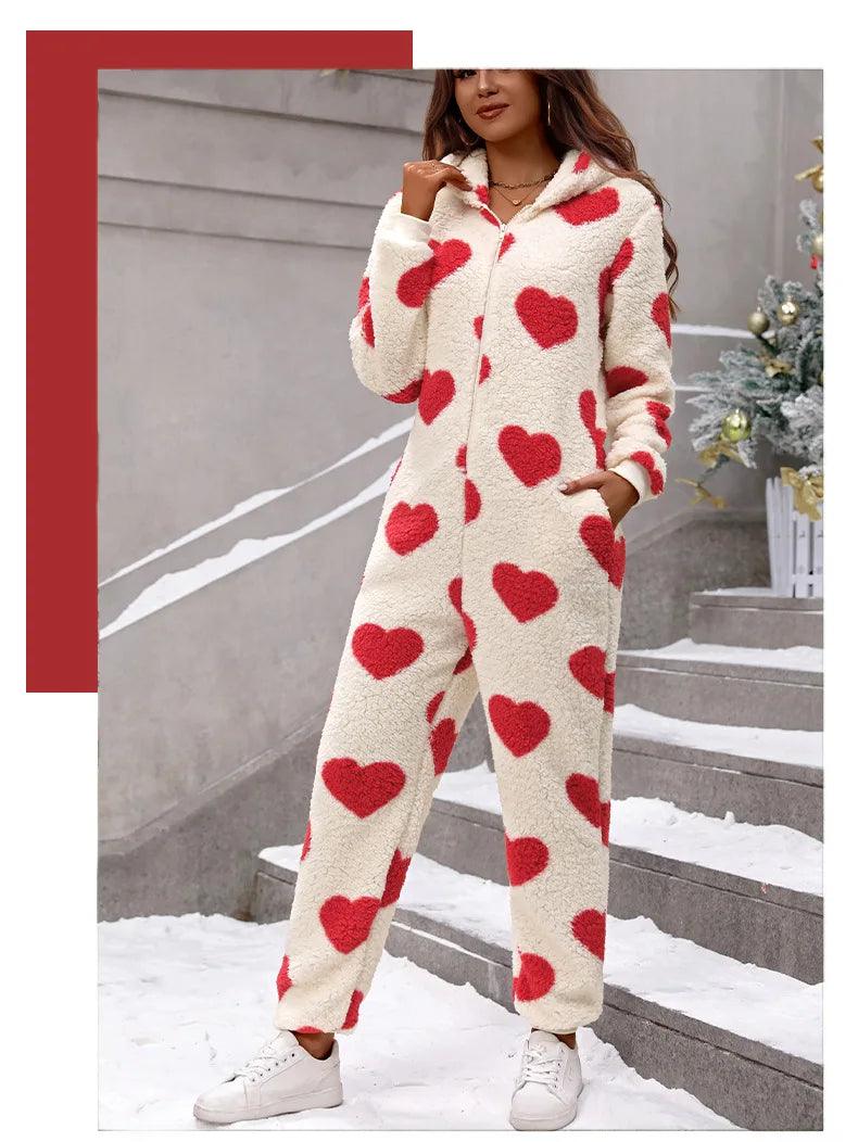 heart fleece jumpsuit - basil boutique