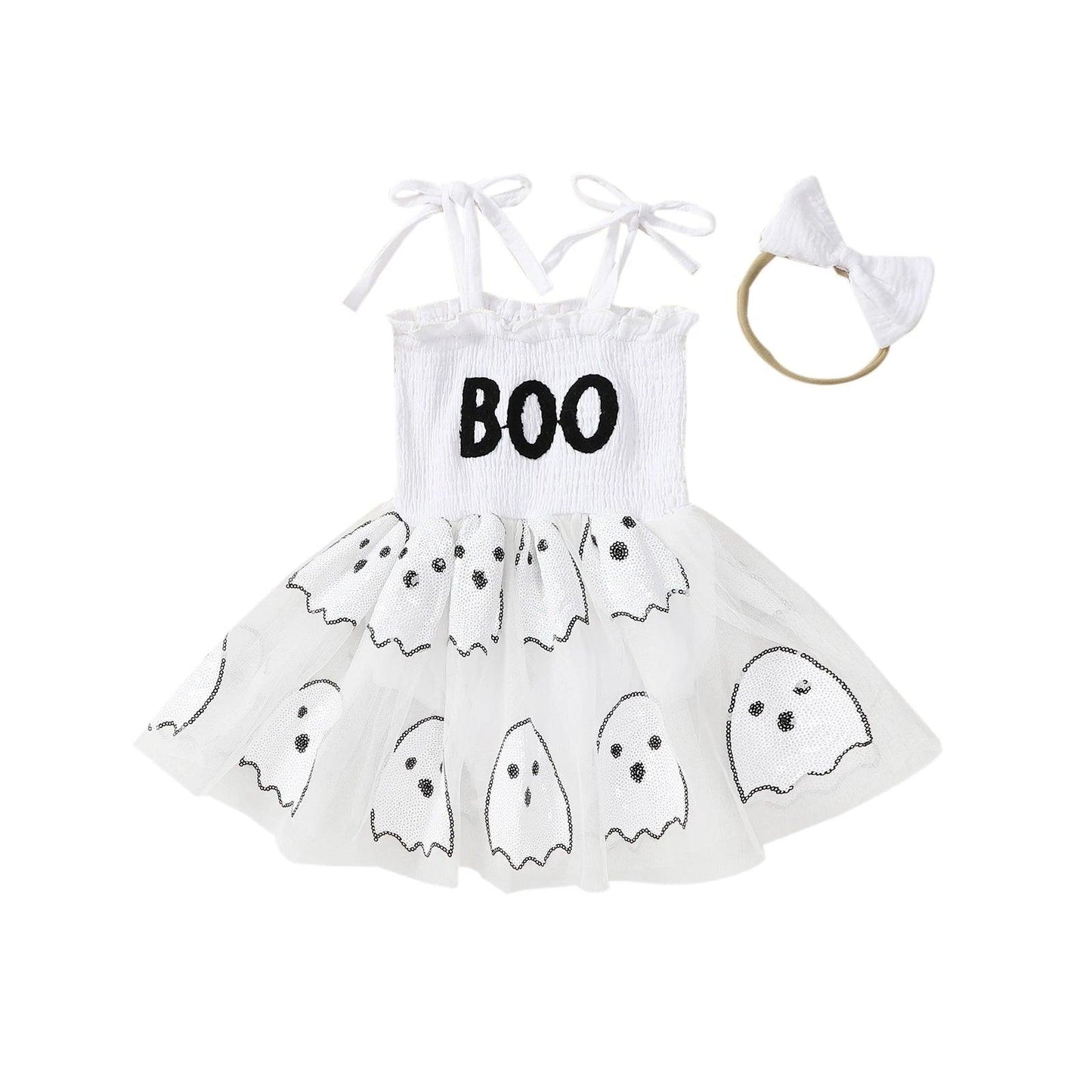 boo ghost kids dress - basil boutique