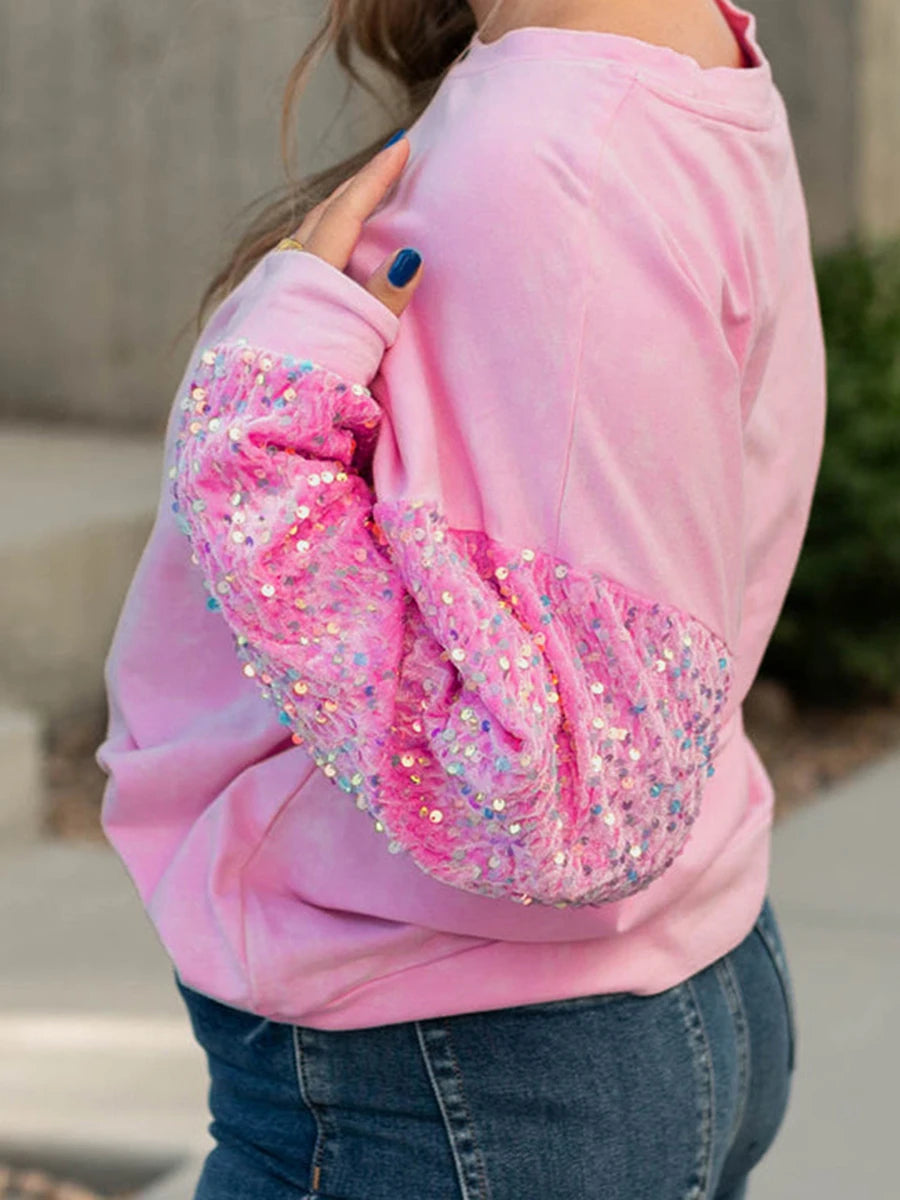 charming valentine sequin crew sweaters