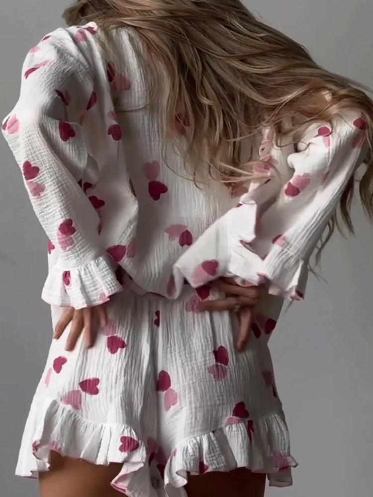 heart ruffle pajamas