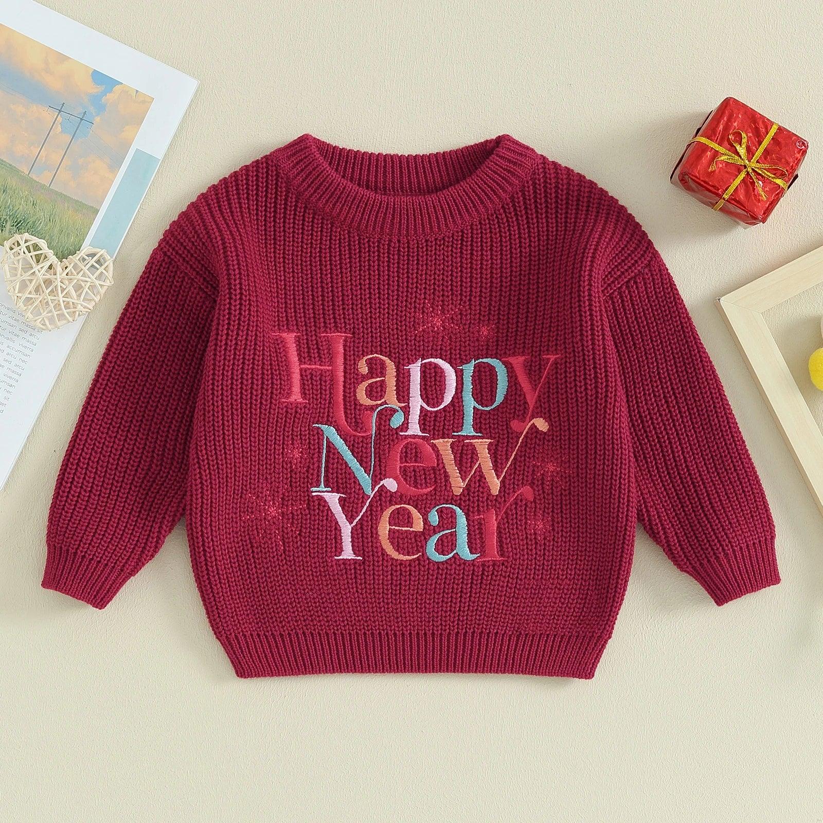 happy new year knit kids sweater - basil boutique