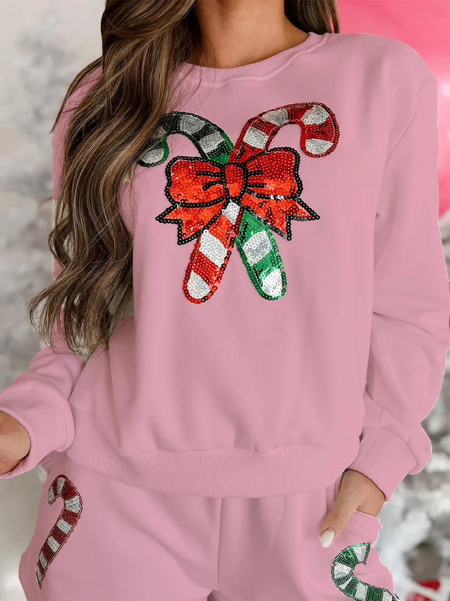 candy cane sequin pajamas