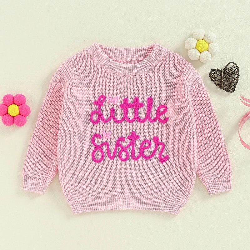 big + little sister hot pink knit sweaters - basil boutique