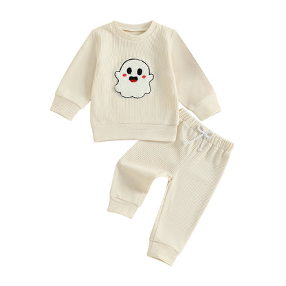 spooky waffle knit kids outfit