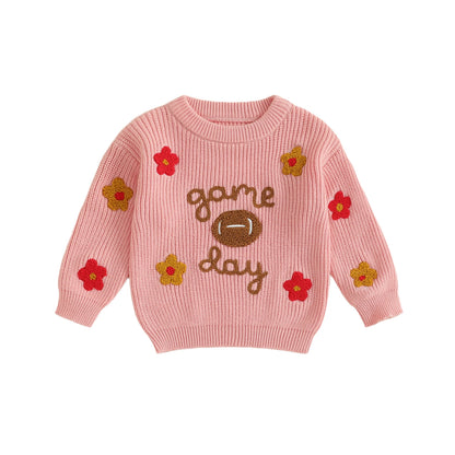 floral game day kids crew sweater
