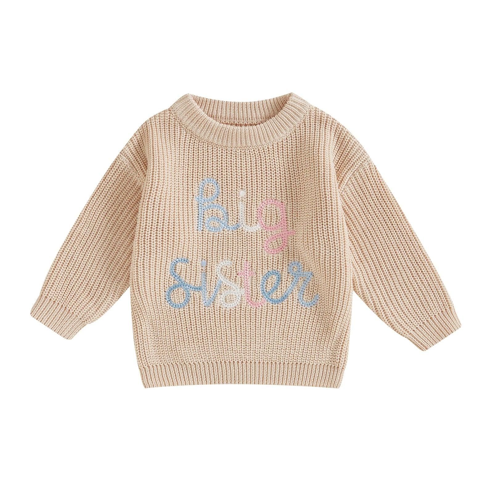 big sister pastel ombre knit kids sweater - basil boutique