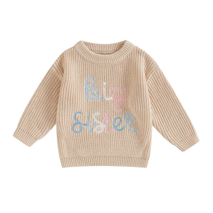 big sister pastel ombre knit kids sweater - basil boutique