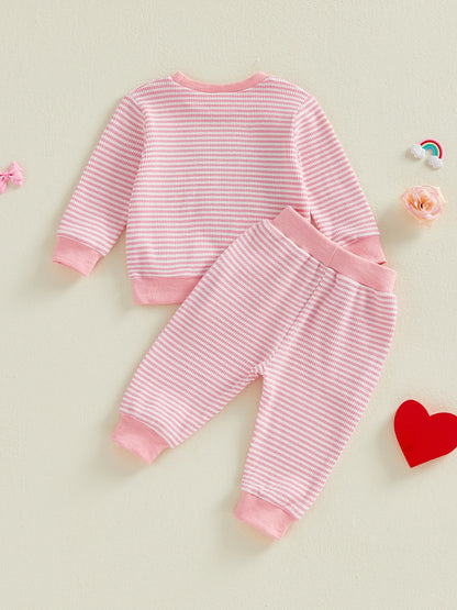 sweet heart striped kids outfit