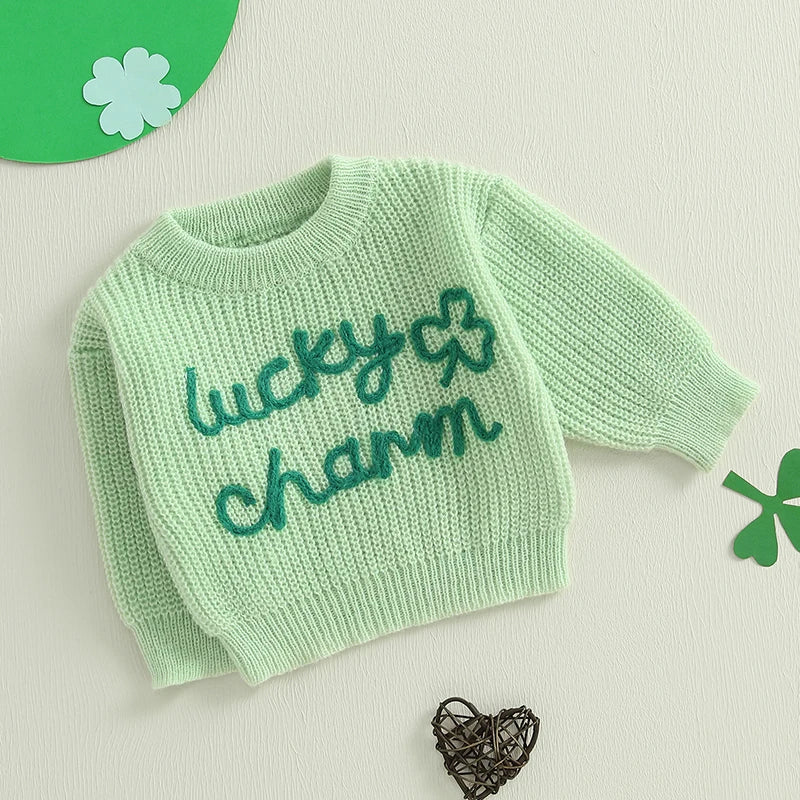 lucky charm knit kids crew sweater