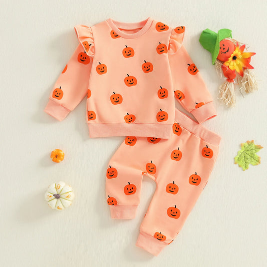 pumpkin ruffle kids outfit