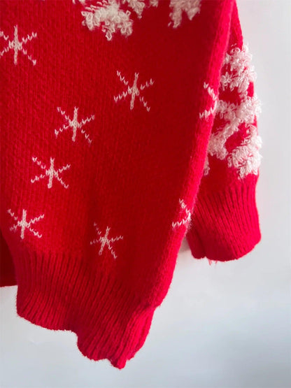 snowflake tinsel crew sweater - basil boutique