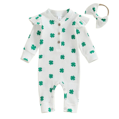 shamrock ruffle onesie - basil boutique