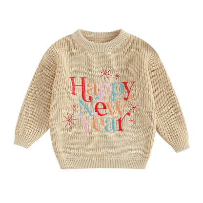 happy new year knit kids sweater - basil boutique