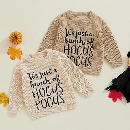 it's just a bunch of hocus pocus knit kids crew sweater - basil boutique