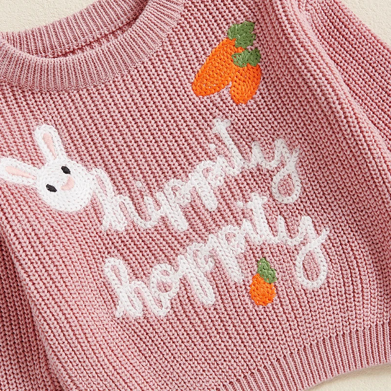 hippity hoppity knit kids crew sweater