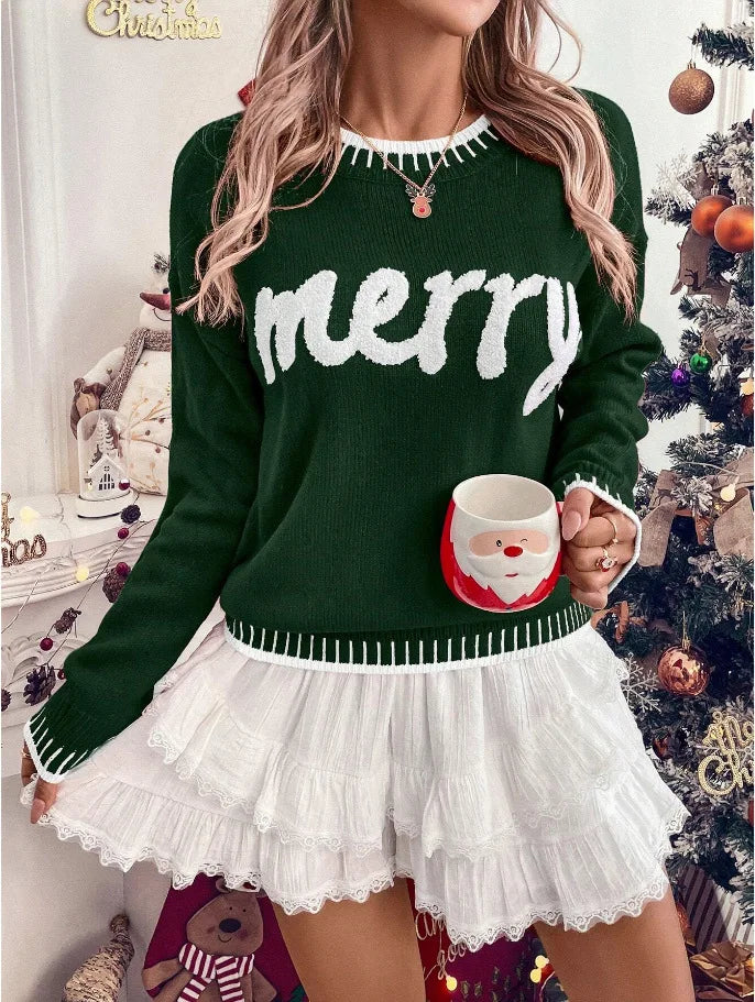 merry knit crew sweater