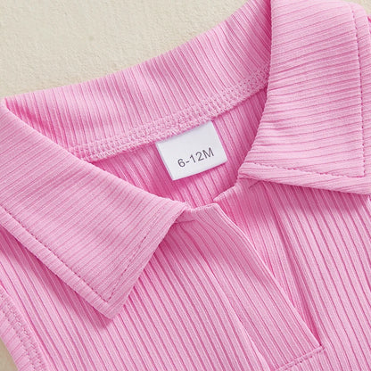 golf polo tank top + pleated skirt kids outfits