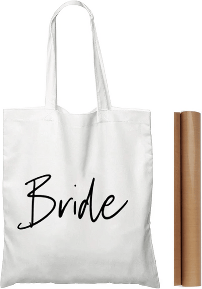 bridal party script tote bags - basil boutique