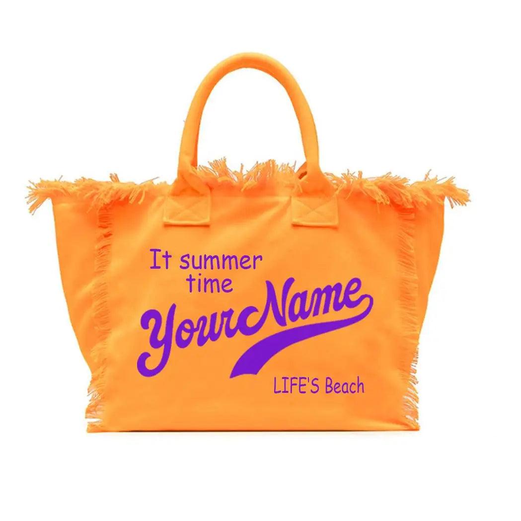 personalized tassel beach tote bag - basil boutique