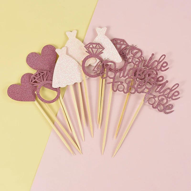 bride-to-be pink cupcake toppers