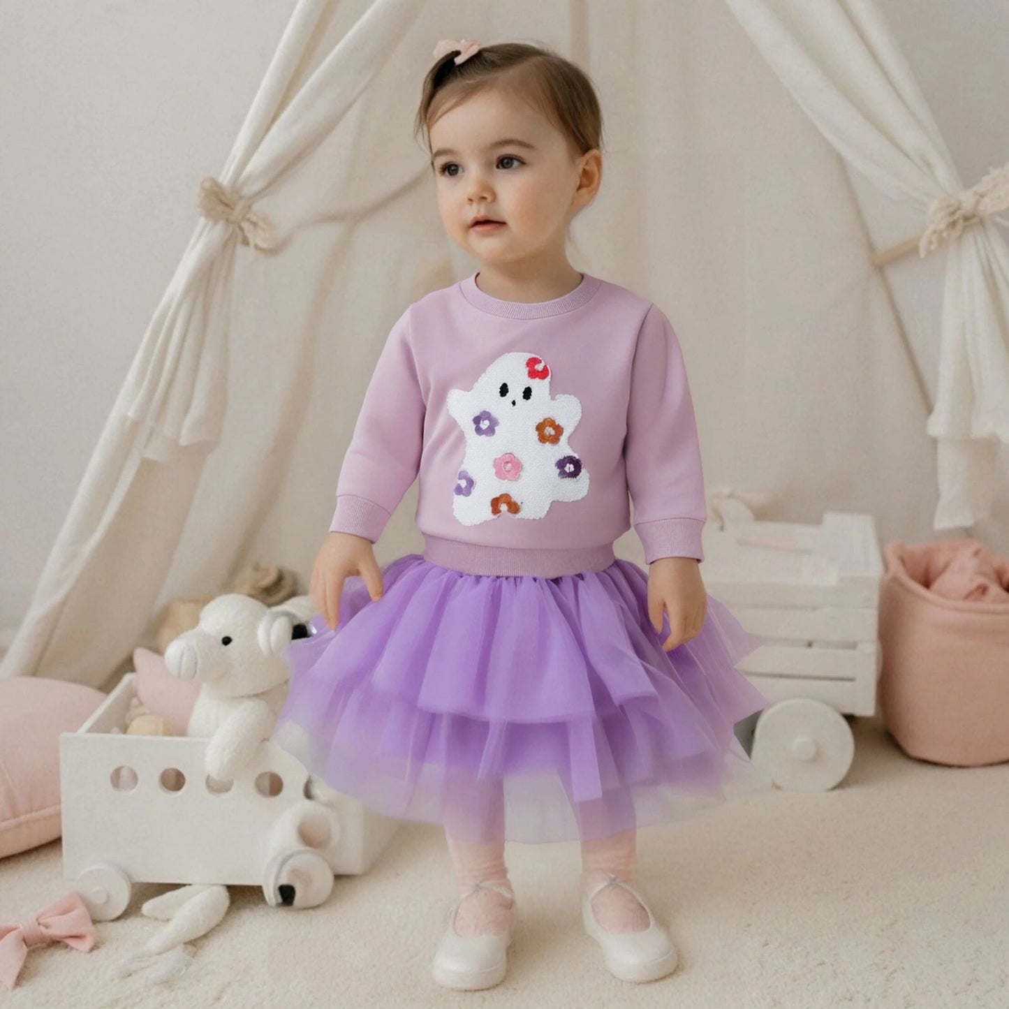 grovvy ghost tulle kids outfit