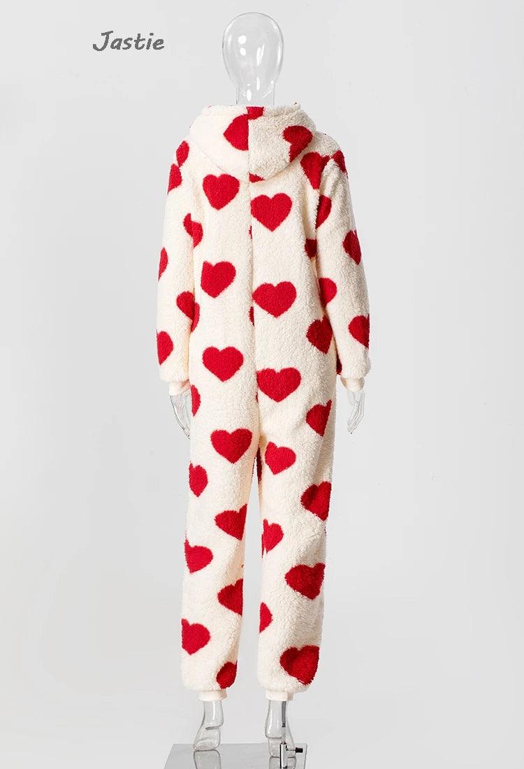 heart fleece jumpsuit - basil boutique