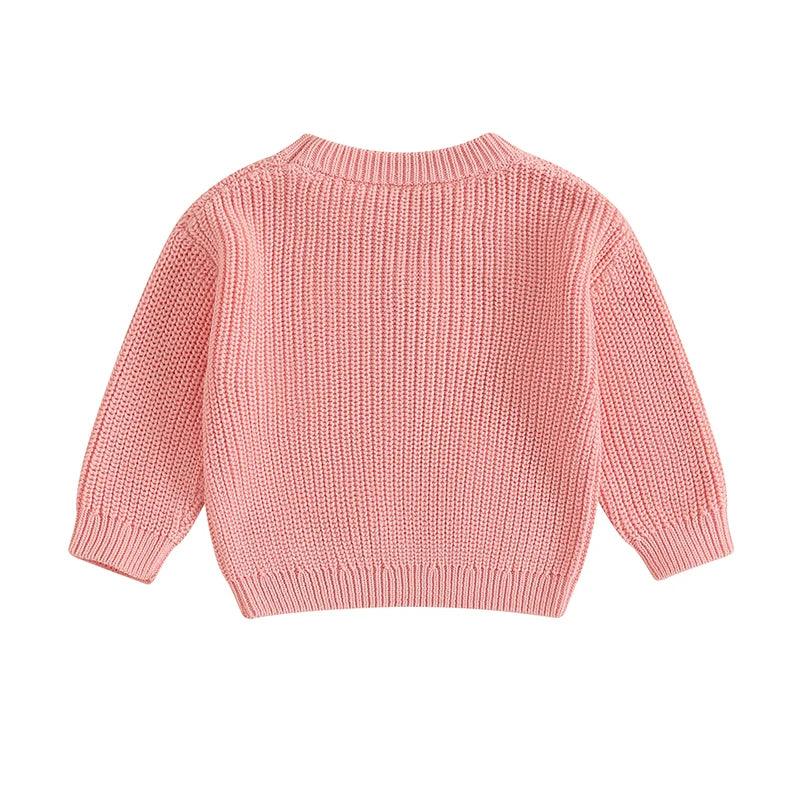 1/2 floral knit kids crew sweater