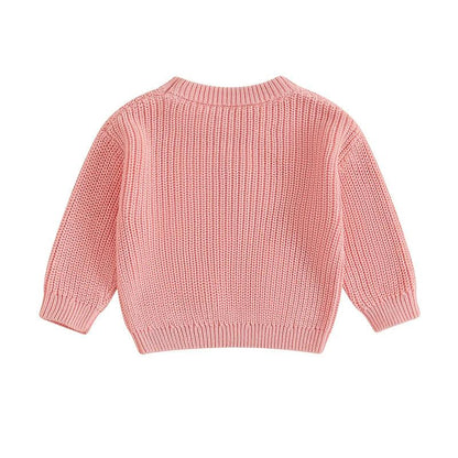 1/2 floral knit kids crew sweater