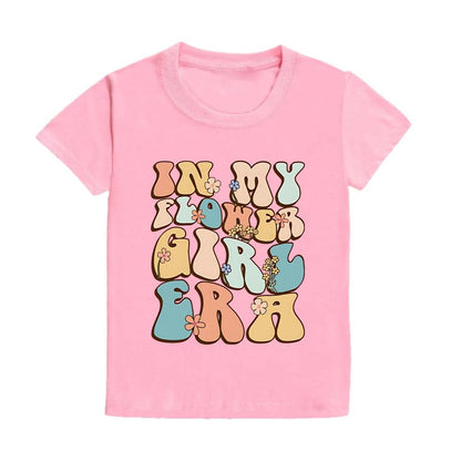 in my flower girl era kids t-shirts