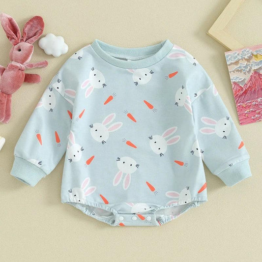 carrot + bunny onesie - basil boutique