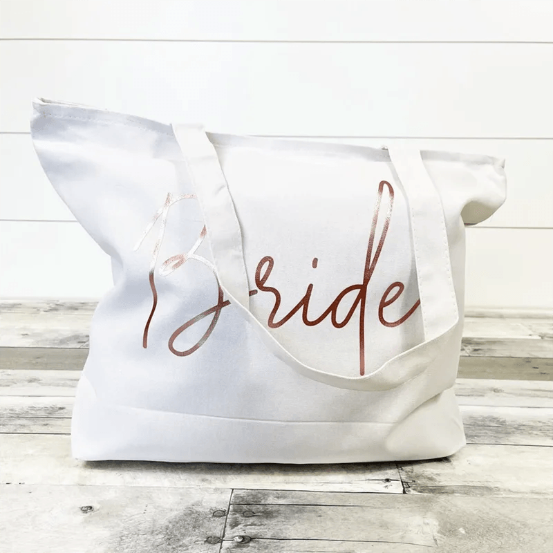 customized bride tote bag - basil boutique