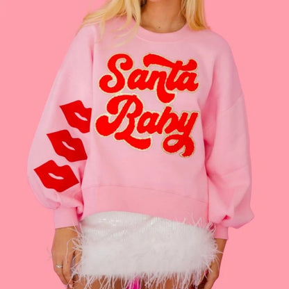 santa baby bows crew sweater