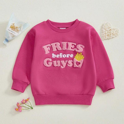 fries before guys kids crew sweatshirt