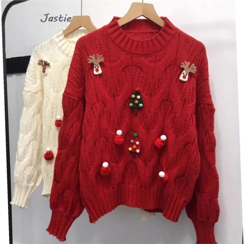 festive knit crew sweater - basil boutique