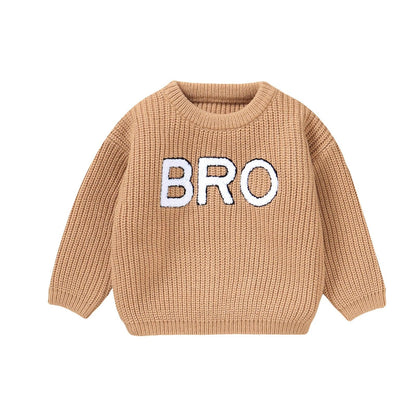 bro knit kids crew sweater - basil boutique