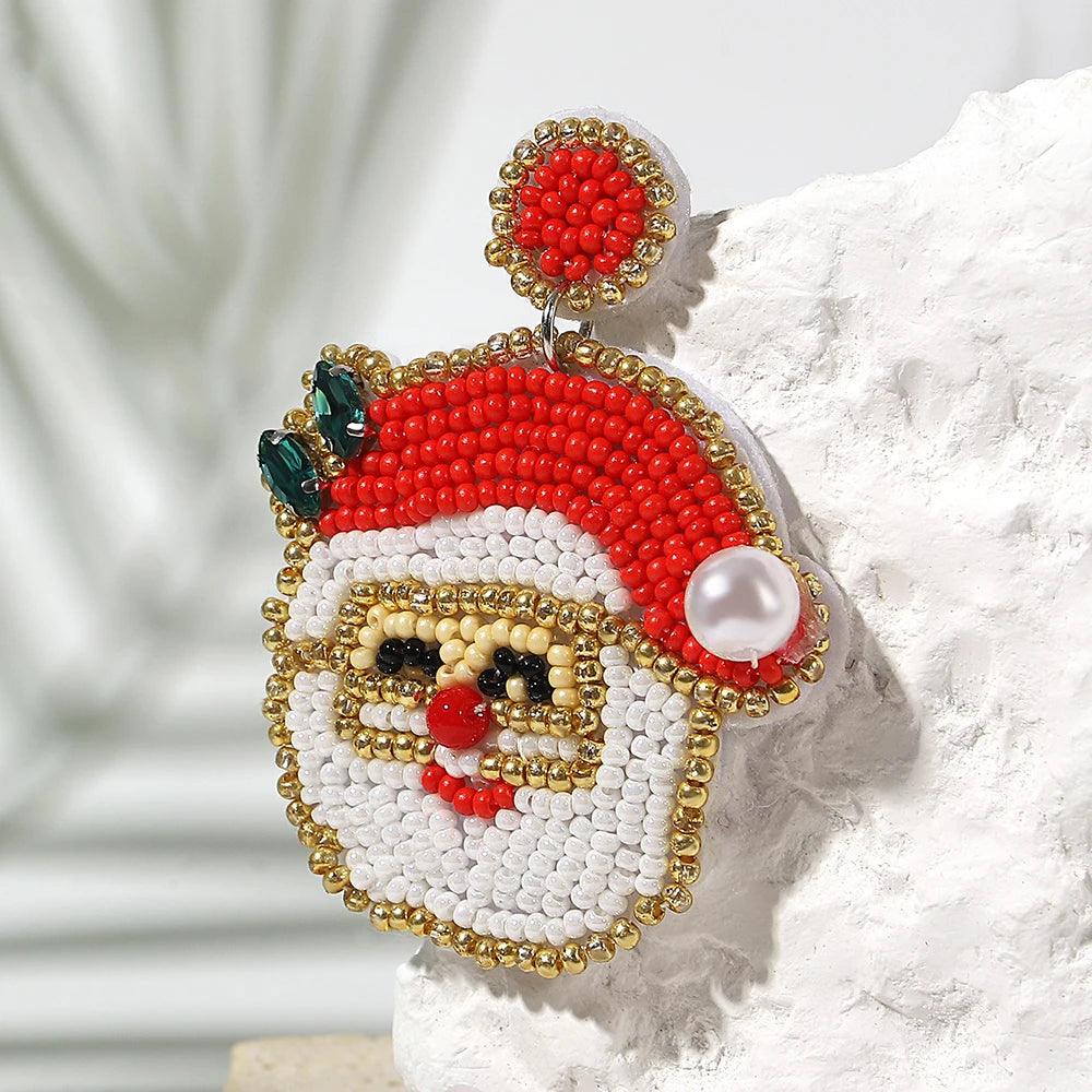 santa claus beaded earrings