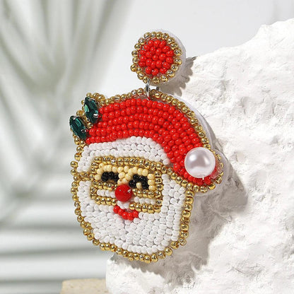 santa claus beaded earrings - basil boutique