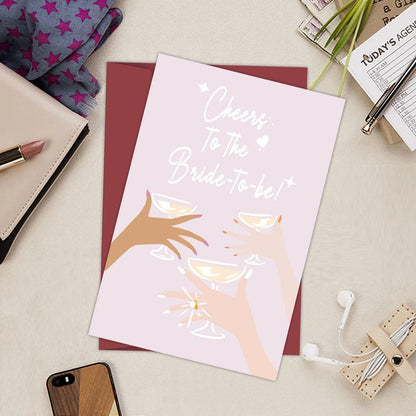 1PC Sweet Bridal Shower Card,Funny Engagement Card For Her,Wedding Congratulations Card,Cheers To The Bride To Be,Funny Gifts