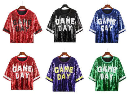 game day sequin crop top