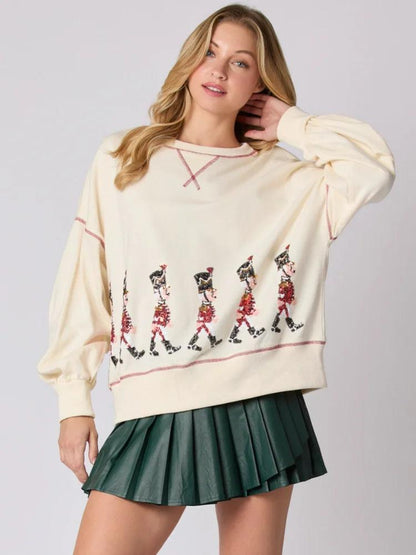 nutcracker sequin crew sweater - basil boutique