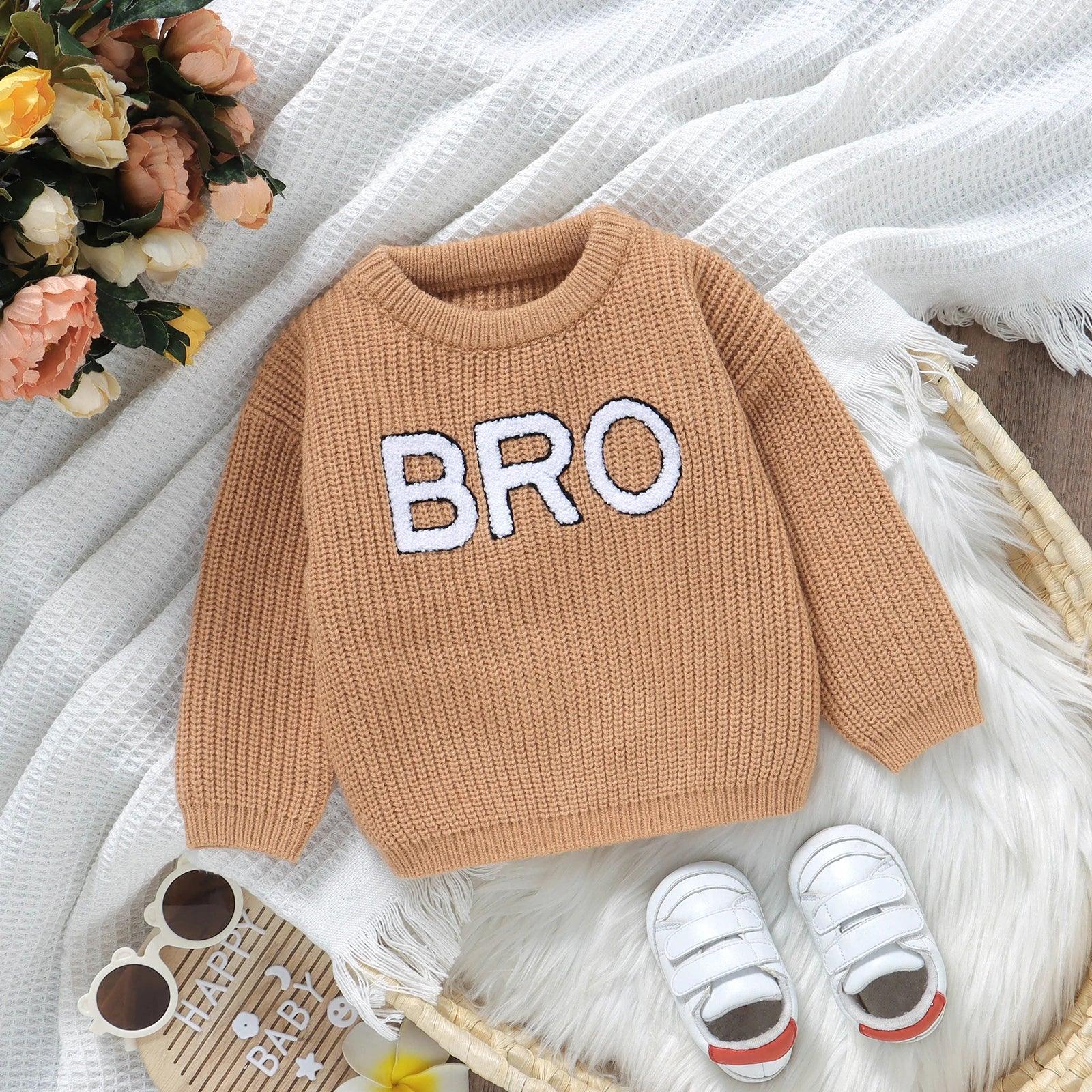 bro knit kids crew sweater - basil boutique