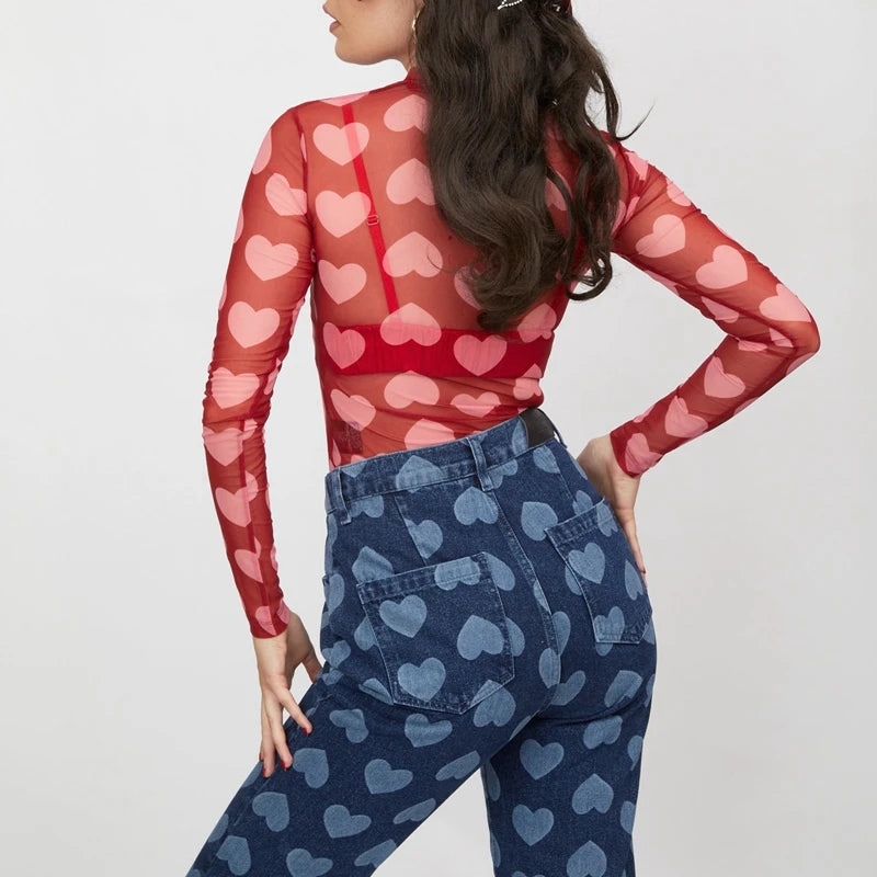 sheer mesh heart top