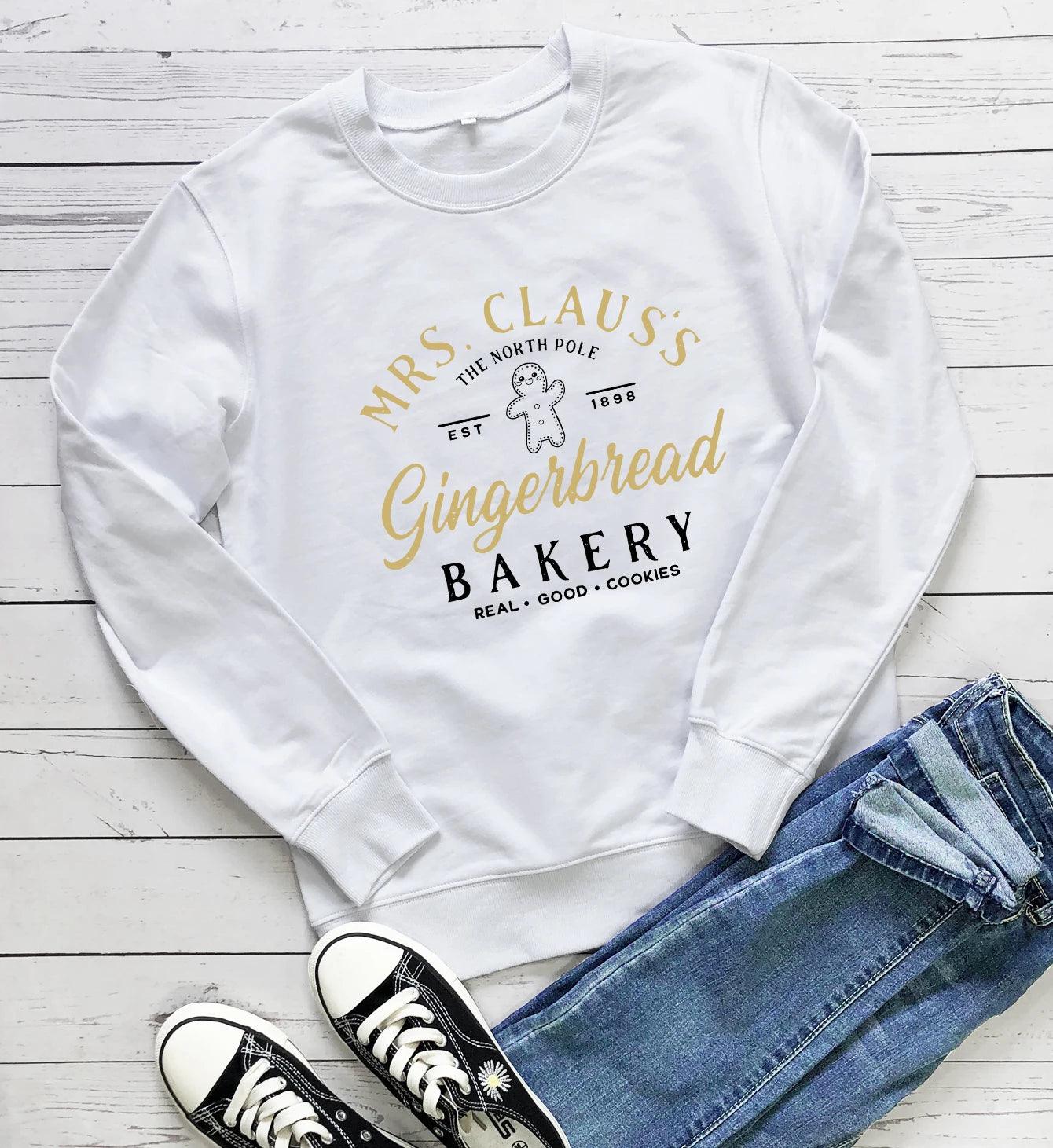 mrs. claus gingerbread bakery crew sweatshirt - basil boutique