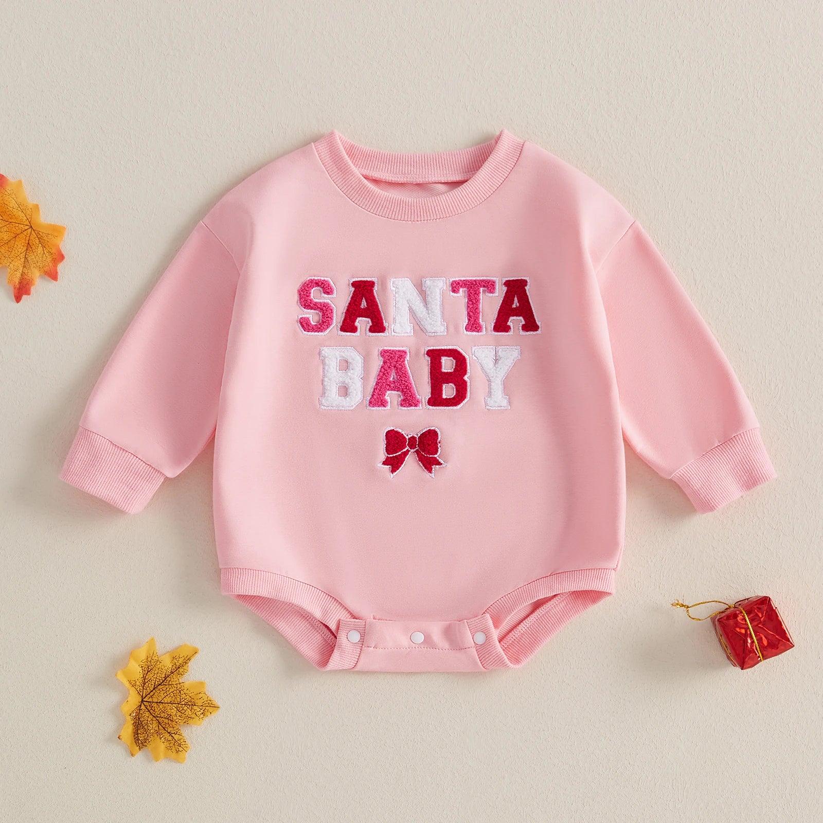 santa baby bow onesie - basil boutique