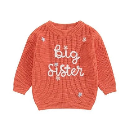 big sister floral kids crew sweater - basil boutique