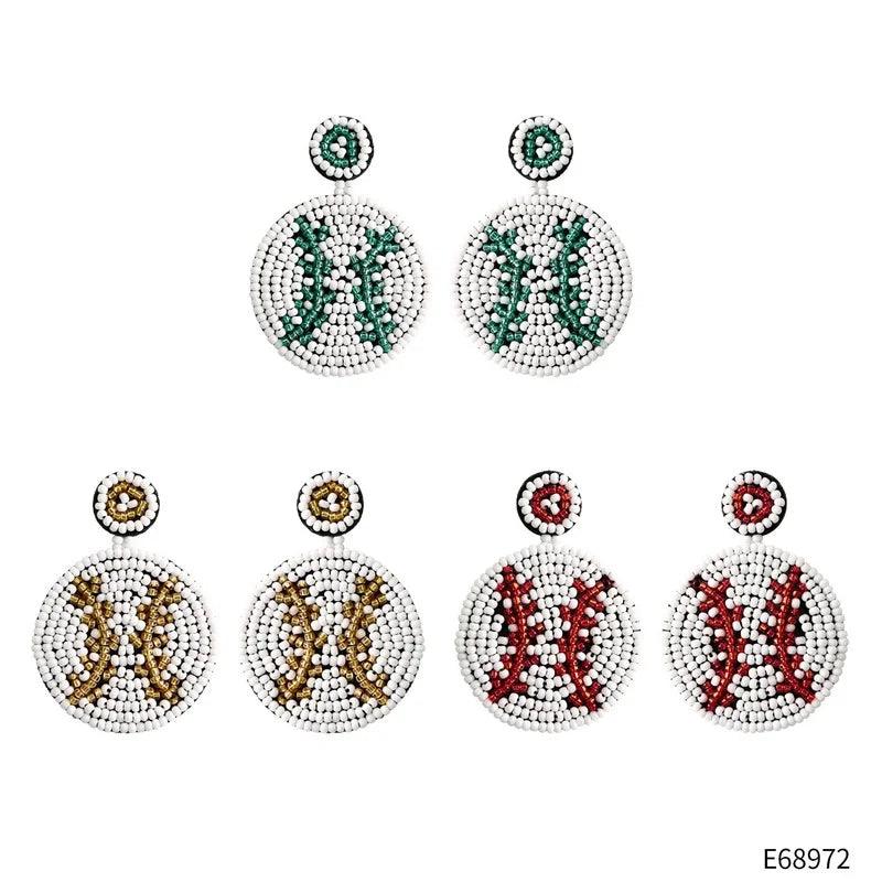 baseball beaded earrings - basil boutique